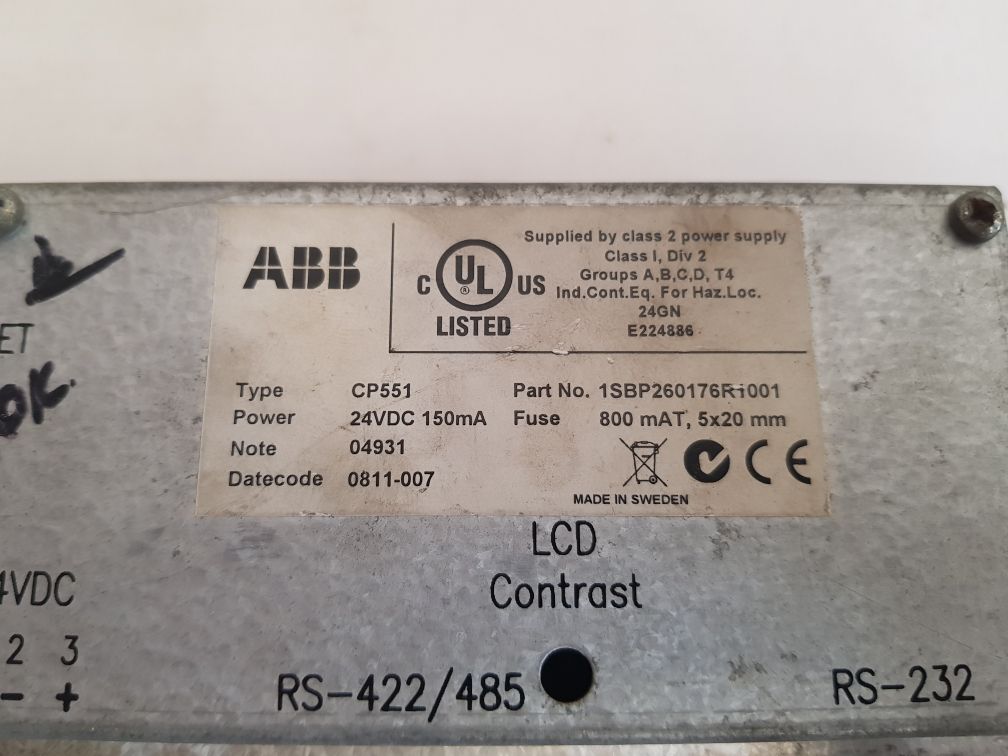 Abb cp551 interface operator panel 1sbp260176r1001
