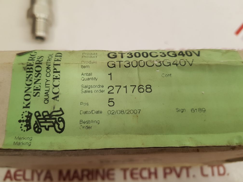 Kongsberg gt300c3g40v pressure transmitter 40 bar