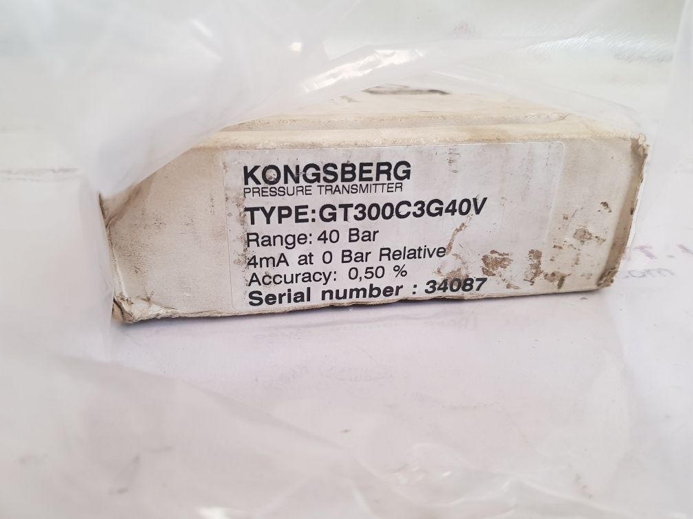 Kongsberg gt300c3g40v pressure transmitter 40 bar
