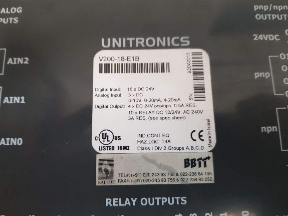 Unitronics v230-13-b20b operator panel & programmable logic controller