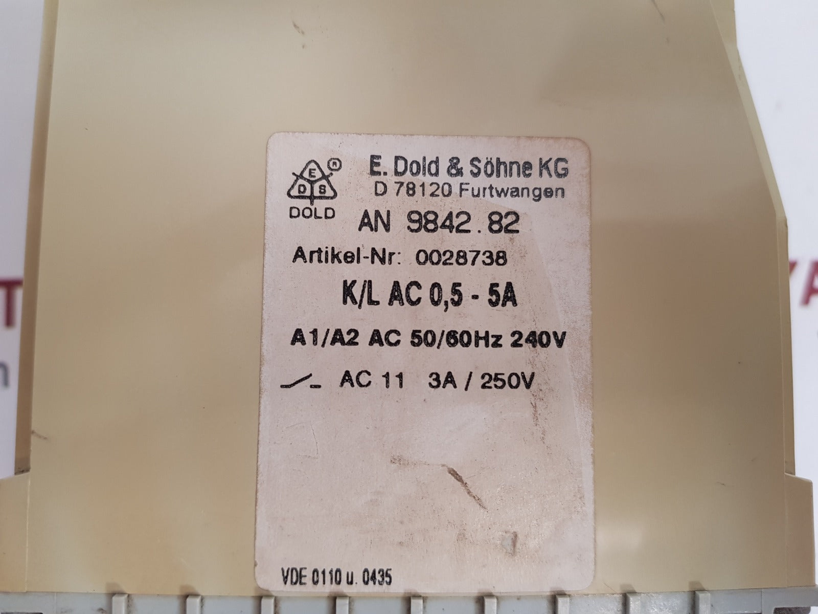 E.dold & sohne an 9842.82 voltage relay 