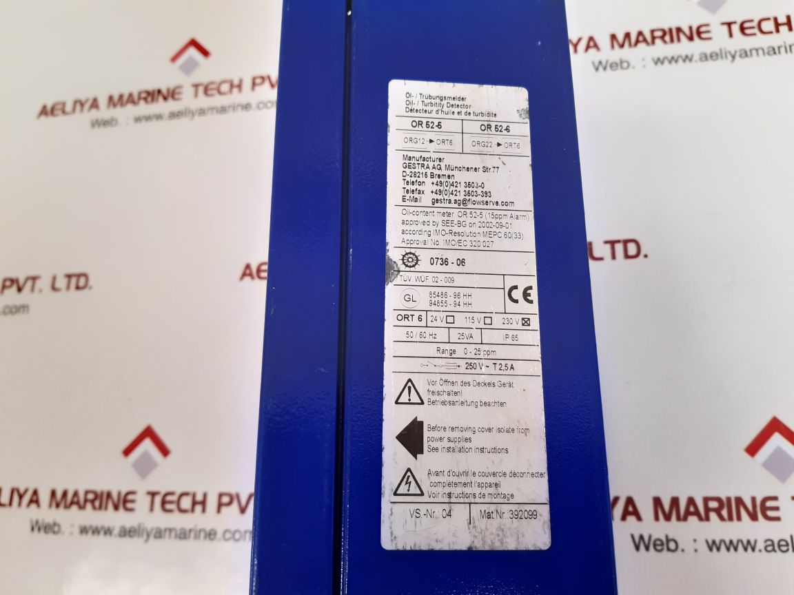 Gestra ort 6 flowserve oil/turbidity detector or 52-5 or 52-6
