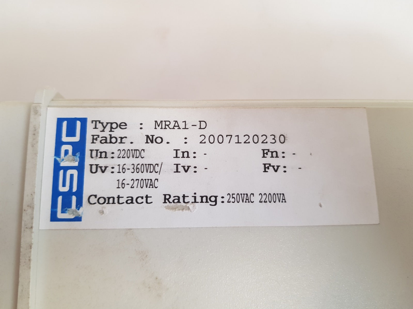 Cspc mra1-d trip circuit supervision relay 2007120230 new