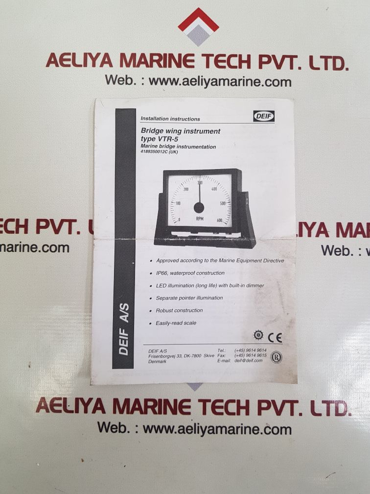Deif vtr-5-nb rpm meter 150-0-150 