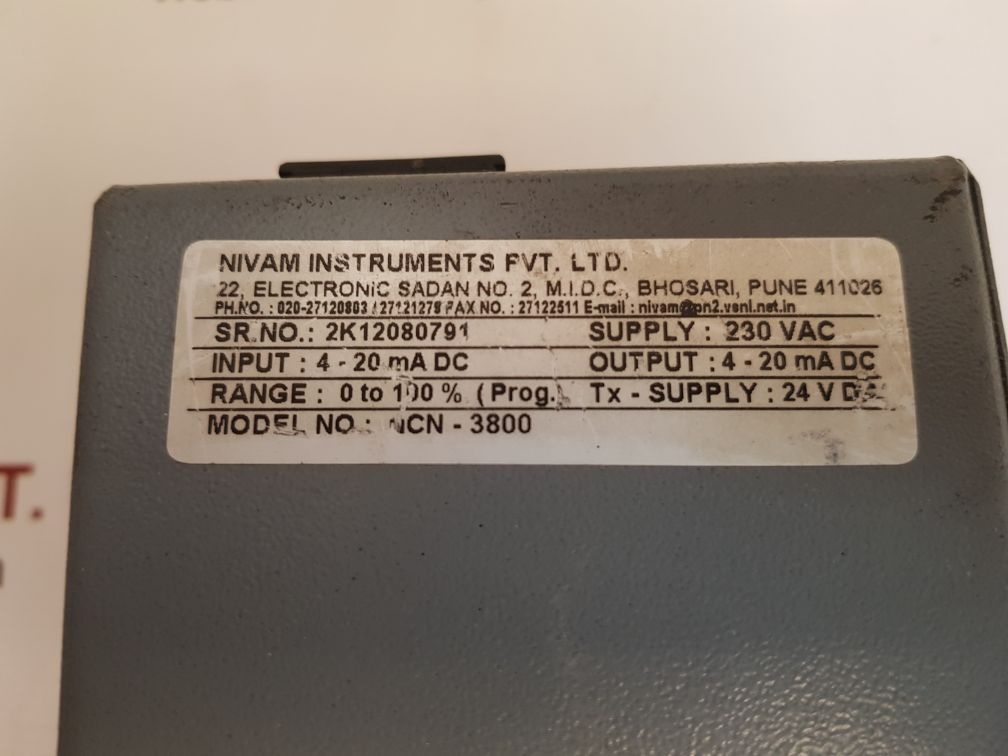 Nivam µcn-3800 flow indicating totaliser