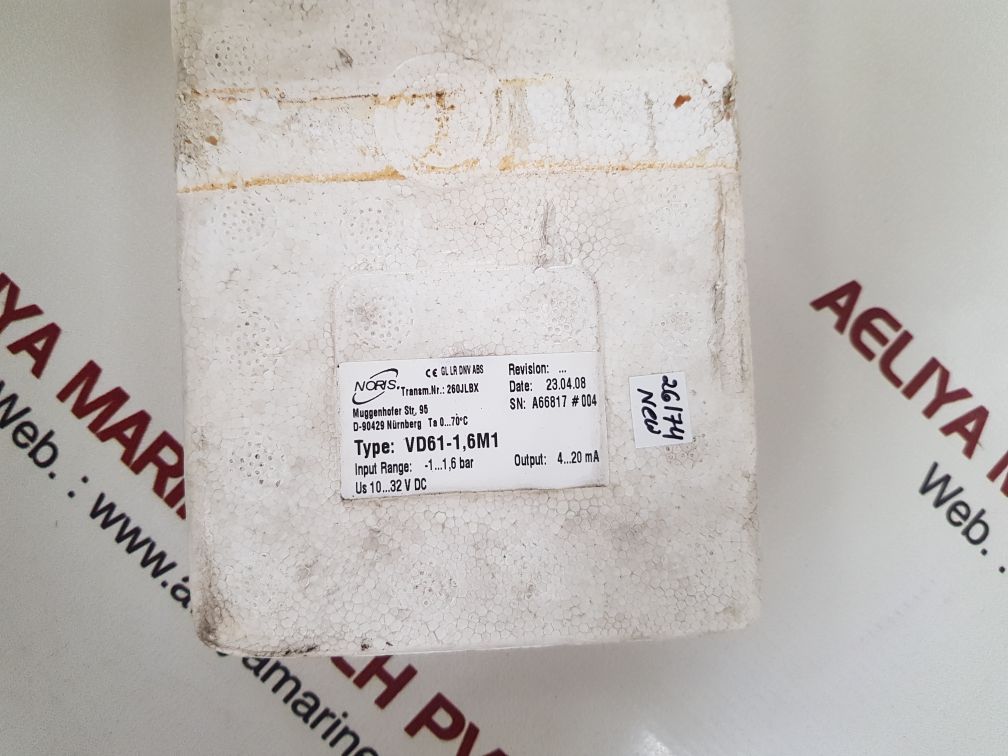 Noris vd61-1, 6m1 pressure transmitter -1...1,6 bar pmax=10 bar
