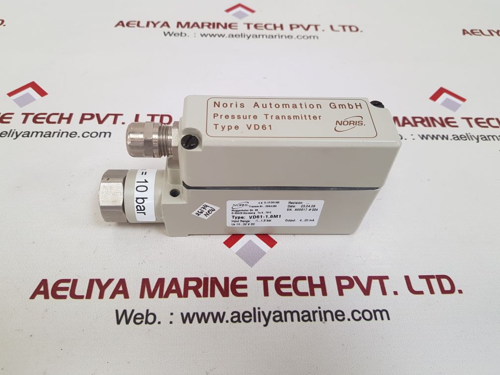 Noris vd61-1, 6m1 pressure transmitter -1...1,6 bar pmax=10 bar

