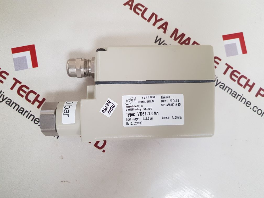 Noris vd61-1, 6m1 pressure transmitter -1...1,6 bar pmax=10 bar
