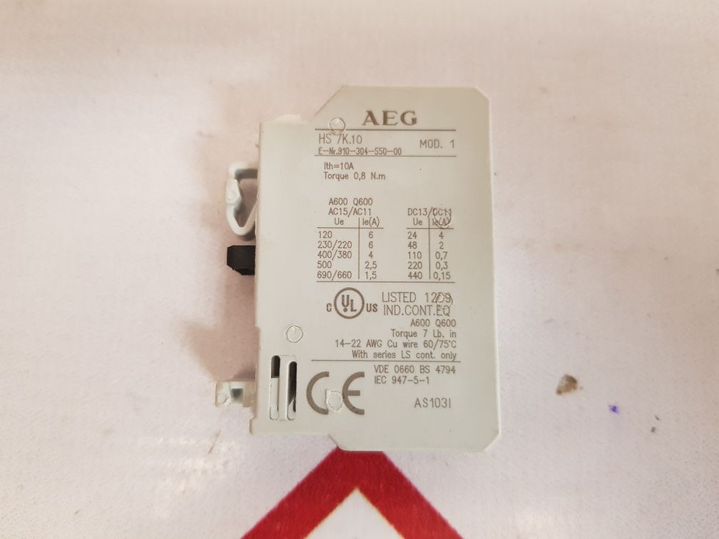 Aeg hs 7k.10 auxiliary contactor 