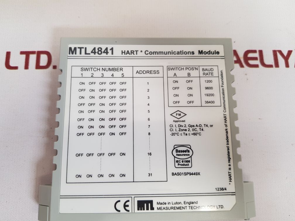 Measurement technology mtl4841 communications module -20'c  ta  +60'c new