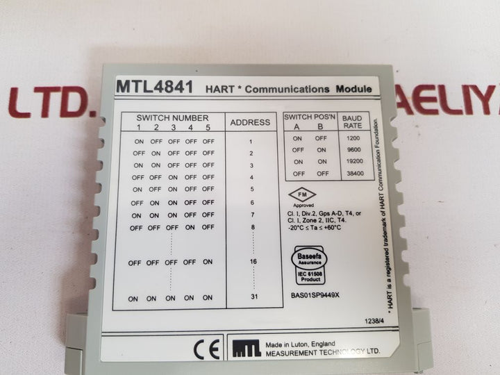 Measurement technology mtl4841 communications module -20'c  ta  +60'c new