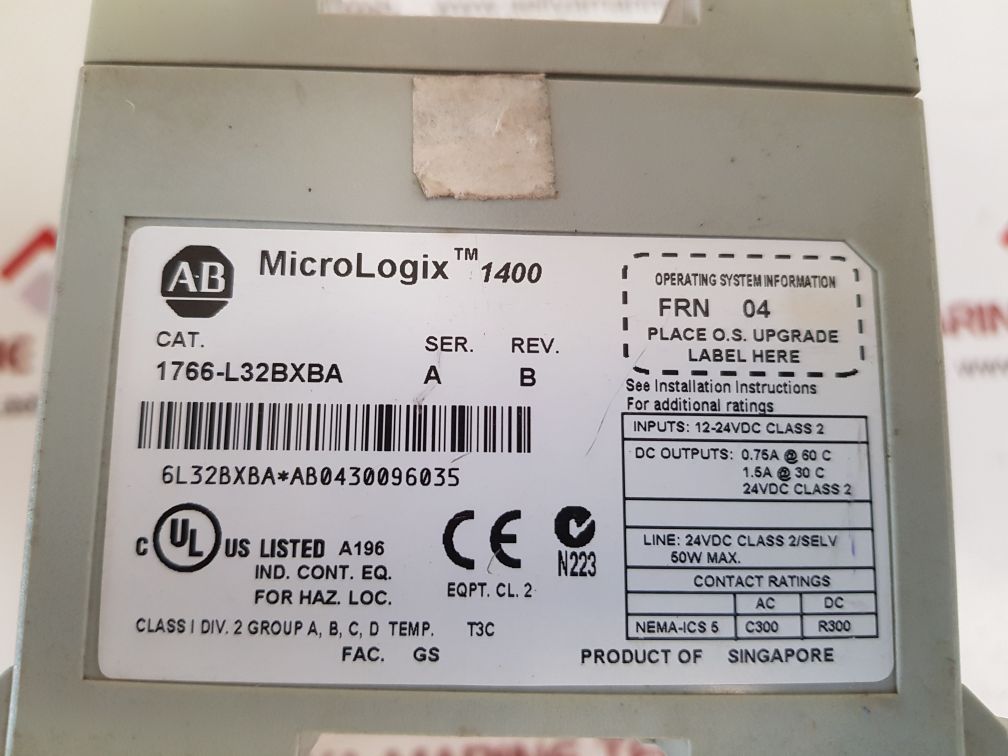 Allen-bradley 1766-l32Bxba Micro Logix 1400 Controller