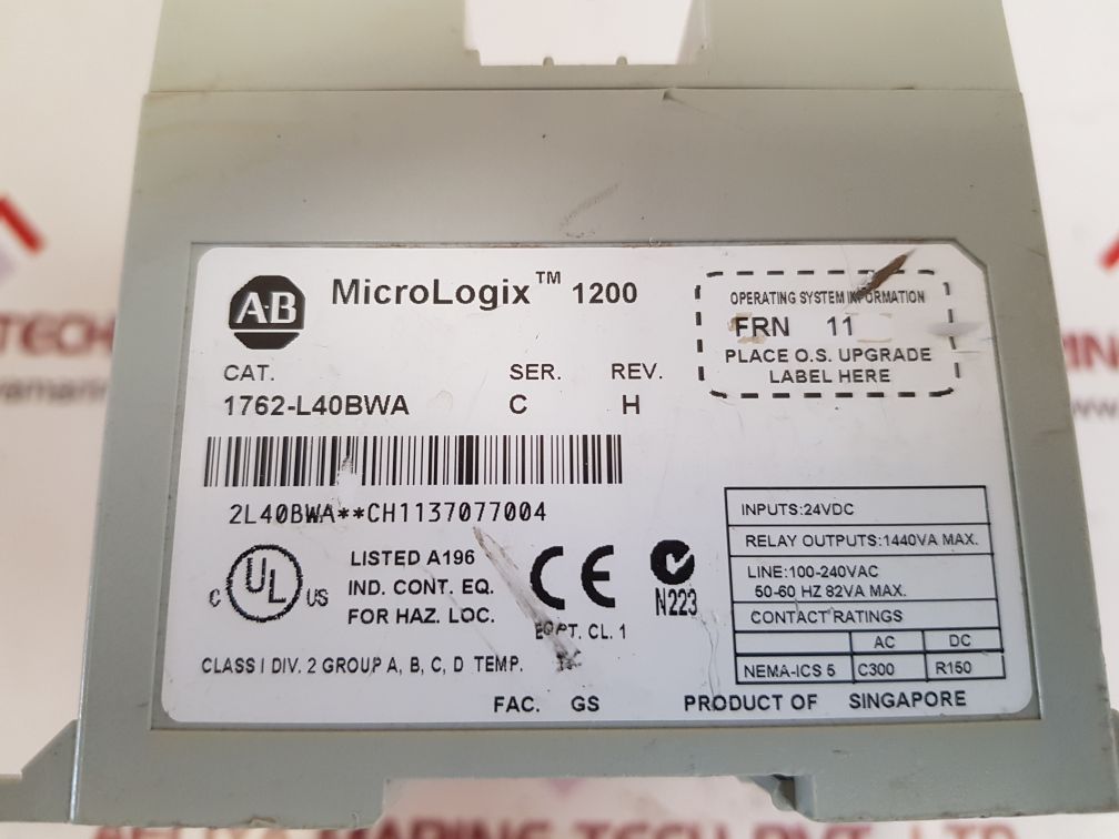 Allen-bradley 1762-l40bwa ser.c micrologix 1200 controller rev.h