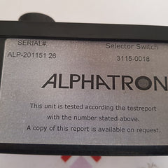 Alphatron alpha bnwas 3115-0018 selector switch