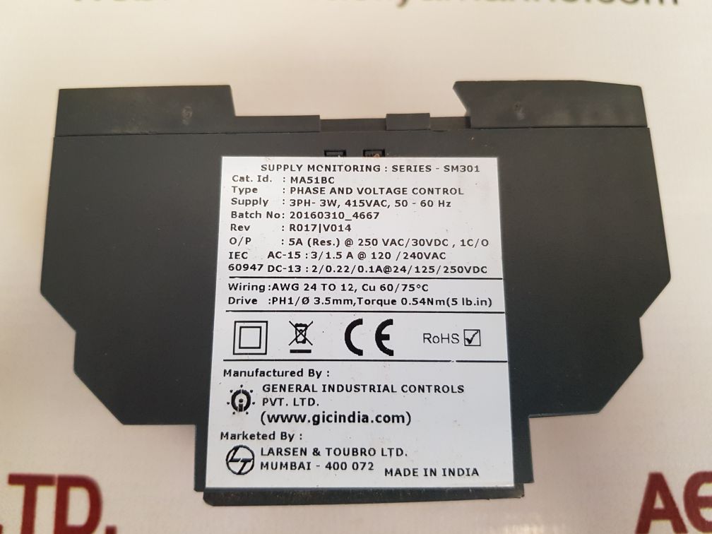 Gic ma51bc phase and voltage control relay