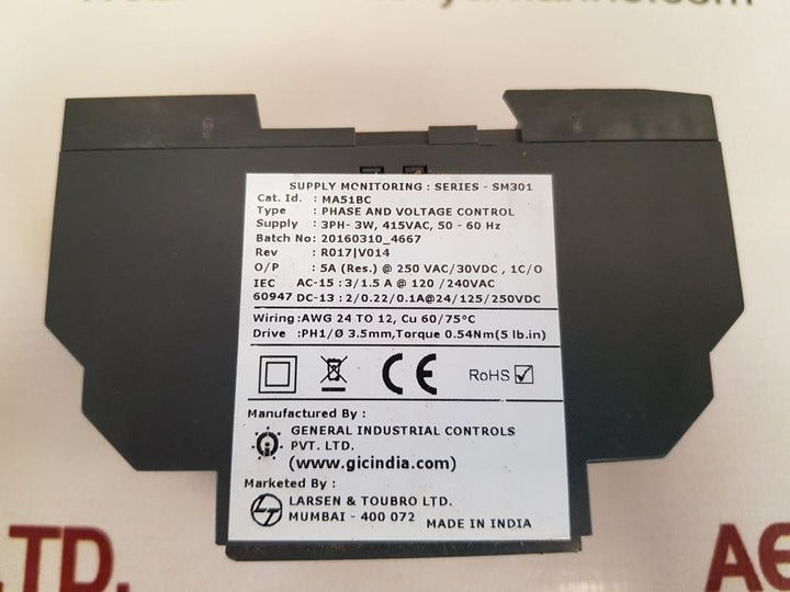 Gic ma51bc phase and voltage control relay