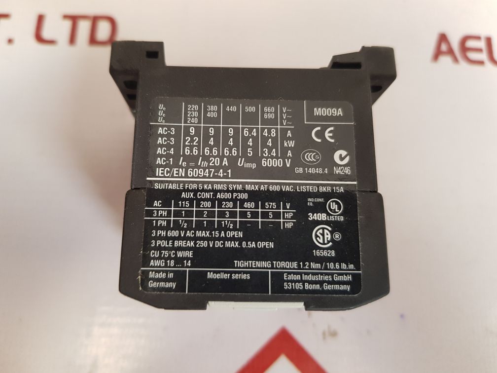 Eaton dil em-01 auxiliary contactor xtmc9a01f