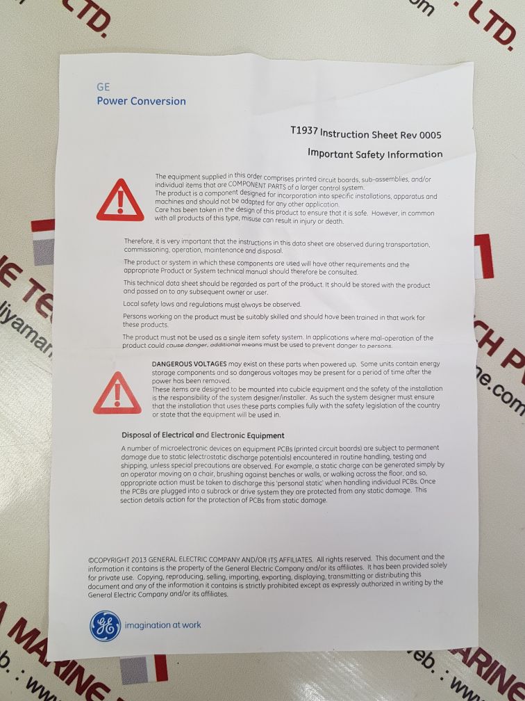 Ge power conversion 20x4285a1l pc board 
