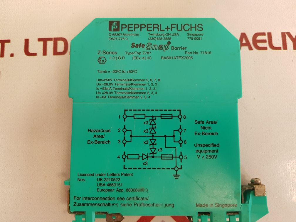 Pepperl+fuchs z787 safe snap barrier 71816 Used