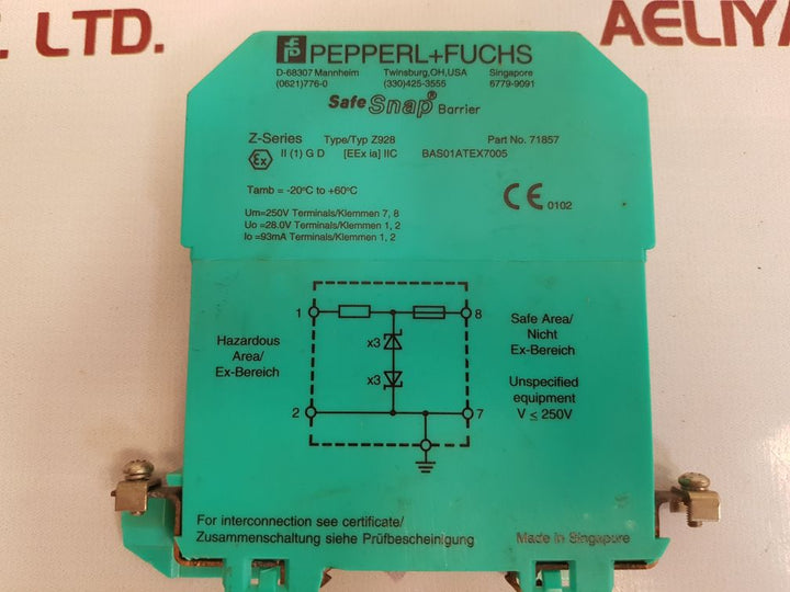 Pepperl+fuchs z928 zener barrier 71857