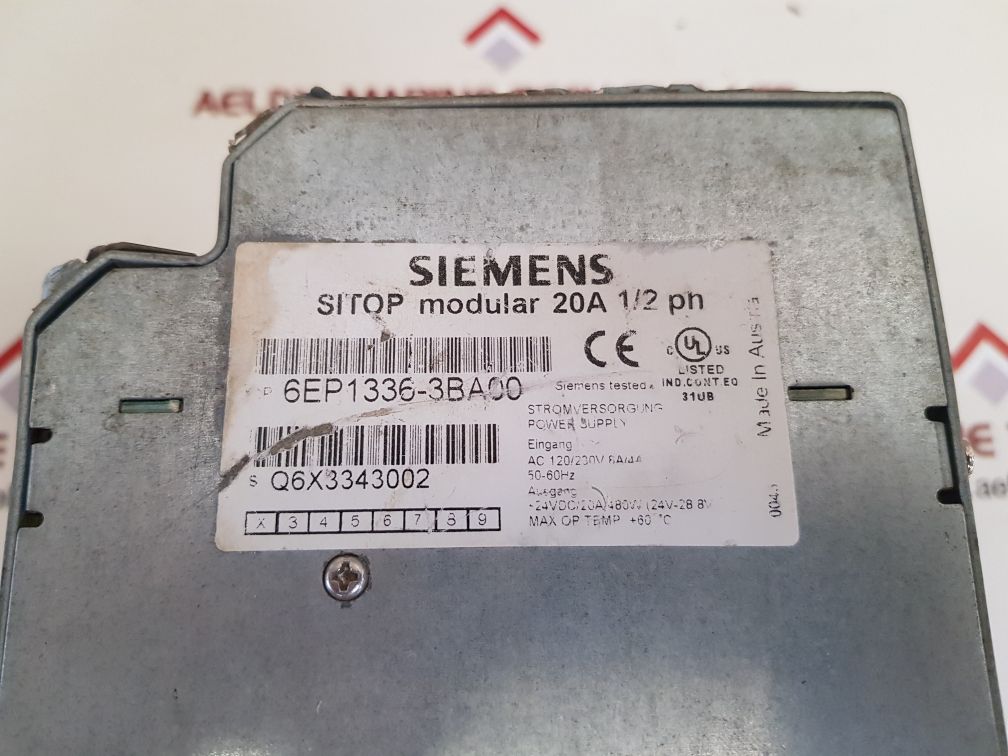 Siemens 6ep1 336-3ba00 sitop power modular 20a ½ ph