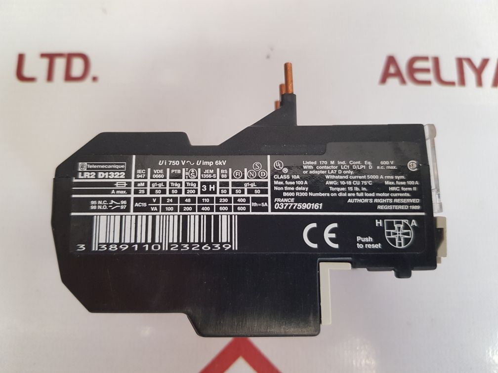 Telemecanique lr2 d1322 thermal overload relay 023263