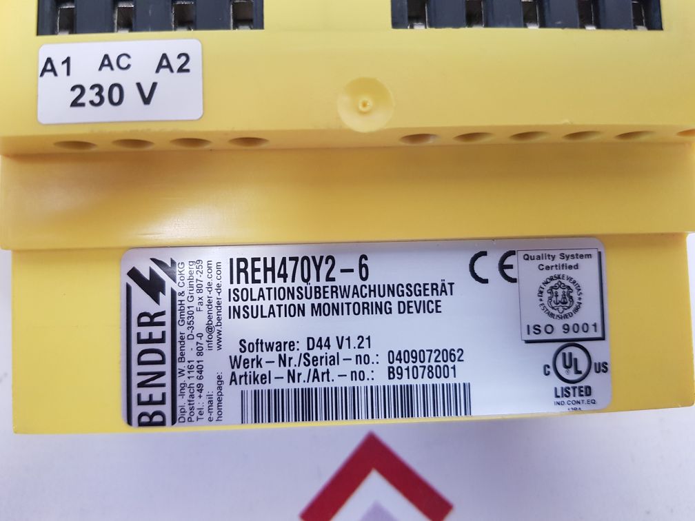 Bender ireh470y2-6 insulation monitoring device b91078001