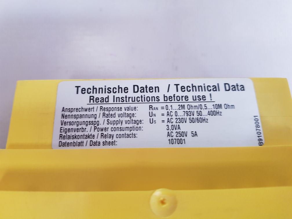 Bender ireh470y2-6 insulation monitoring device b91078001