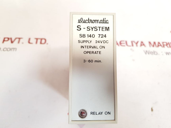 Electromatic s-system sb 140 724 delay relay 3-60 min.