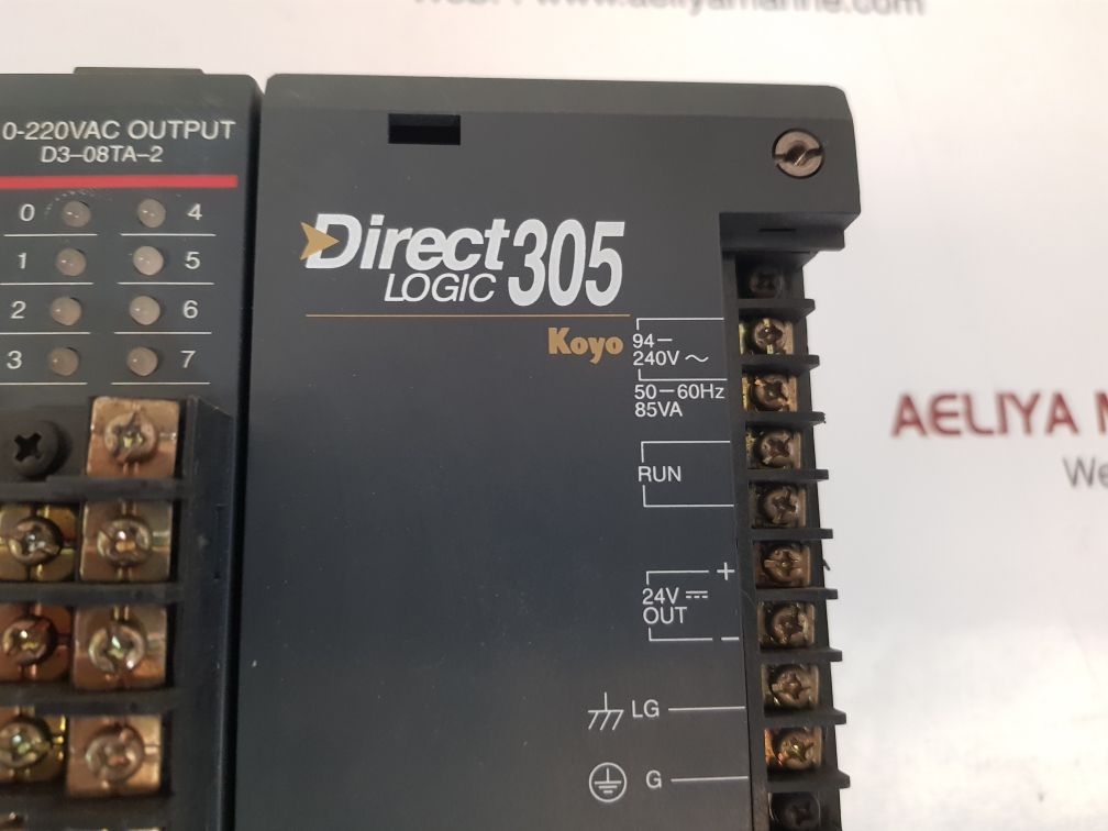 Koyo direct logic 305 d3-05b-1,d3-16td1-1,d3-08tr,d3-08ta-2 module rack