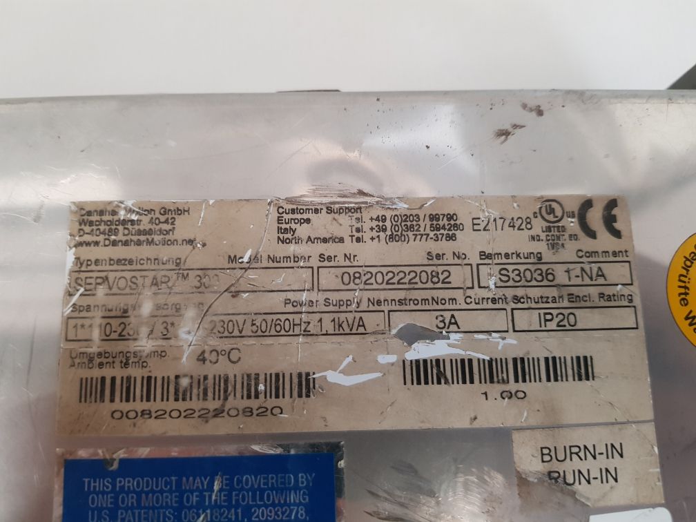 Kollmorgen s3036 1-na servostar 303/300 servo motor drive