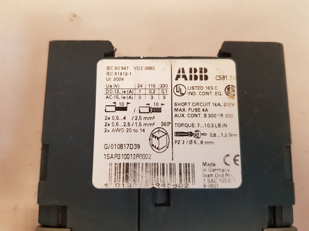 Abb c561.10 time delay relay 1sar310012r0002
