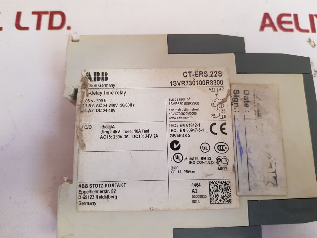 Abb ct-ers.22s time delay relay 1svr730100r3300