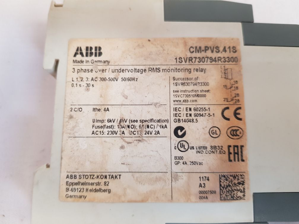 Abb cm-pvs.41s 3 phase over/undervoltage monitoring relay 1svr730794r3300