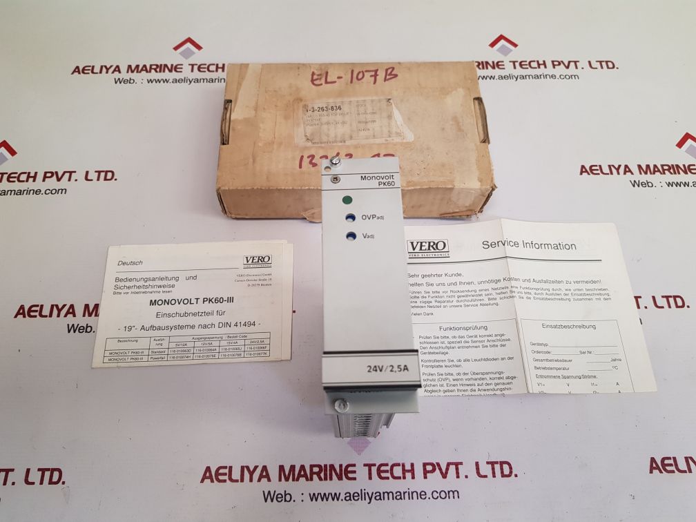 Vero electronics 116-010077k 30 monovolt pk60-iii ce/pf power supply