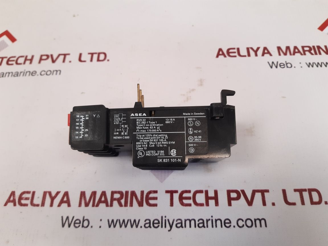 Asea rvh 22 thermal overload relay 13-18 a