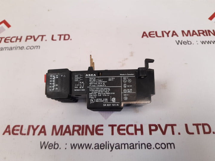 Asea rvh 22 thermal overload relay 13-18 a