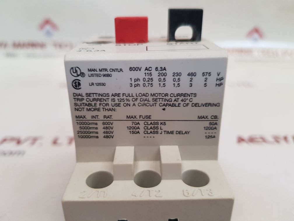 General Electric Sfkoi Manual Motor Starter 600V Ac 6,3A