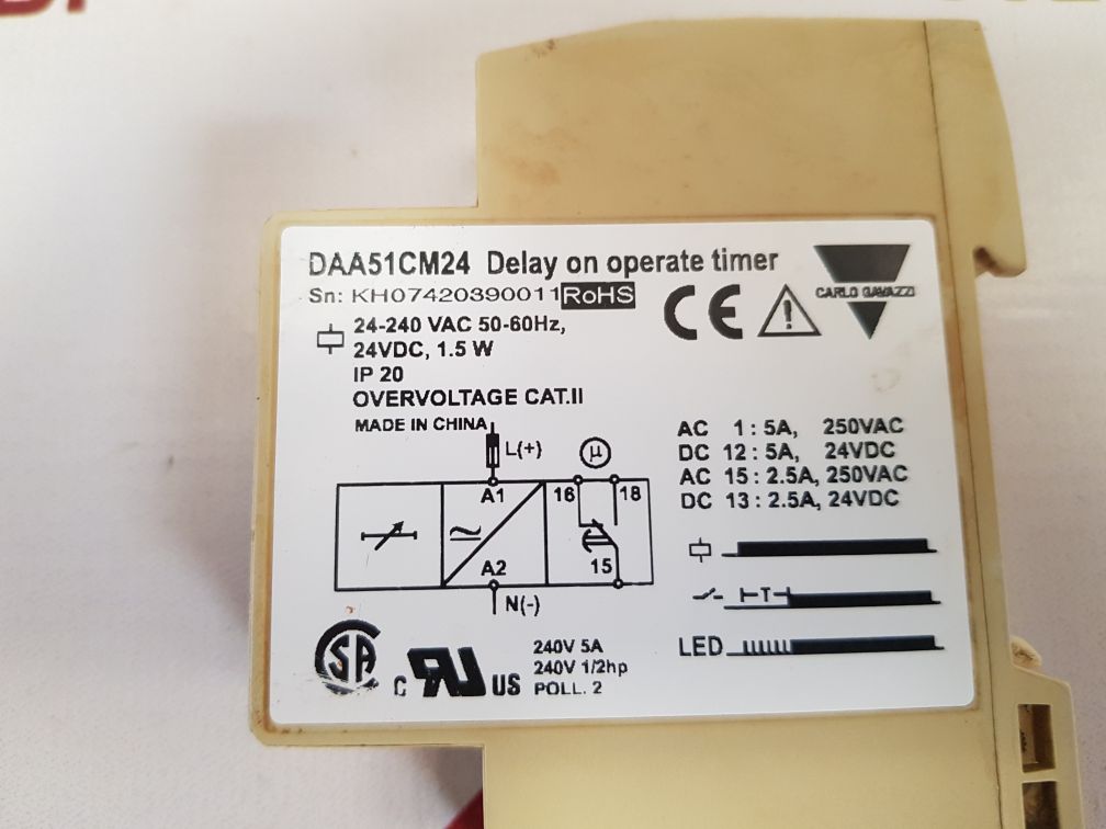 Carlo gavazzi daa51cm24 delay on operate timer