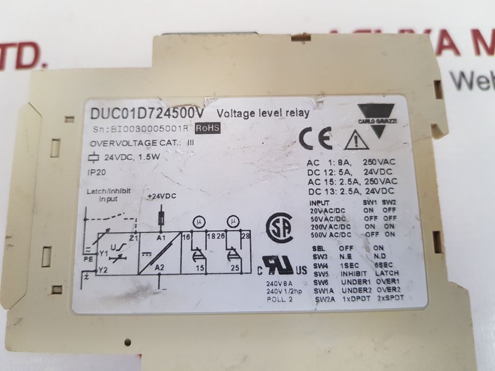 Carlo gavazzi duc01d724500v voltage level relay