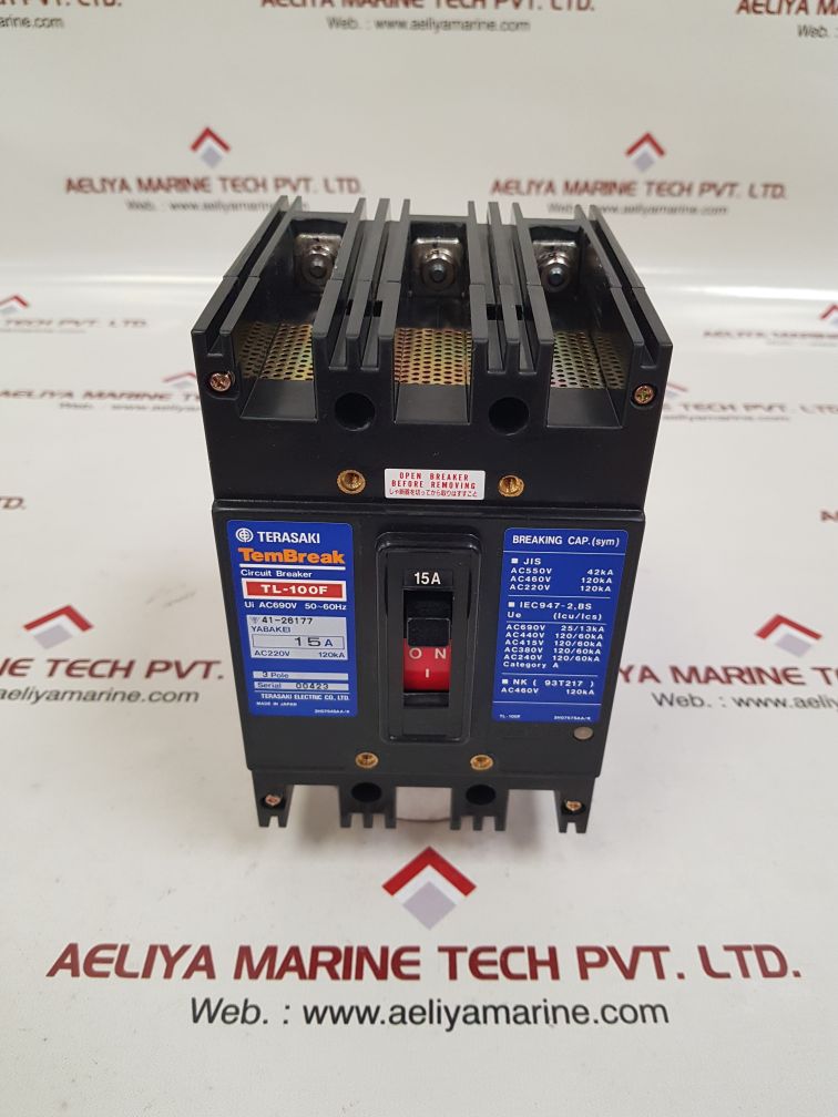 Terasaki tl-100f 3-pole circuit breaker 15a
