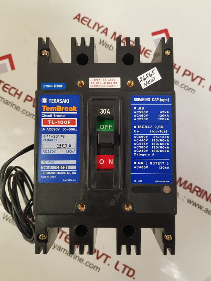 Terasaki tl-100f 3-pole circuit breaker 30a
