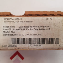W w grainger sg-2603 water heating element 480v 6000w
