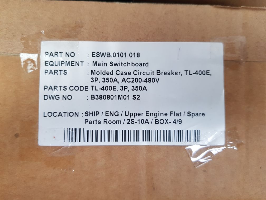 Terasaki tl-400e 3-pole circuit breaker 350a
