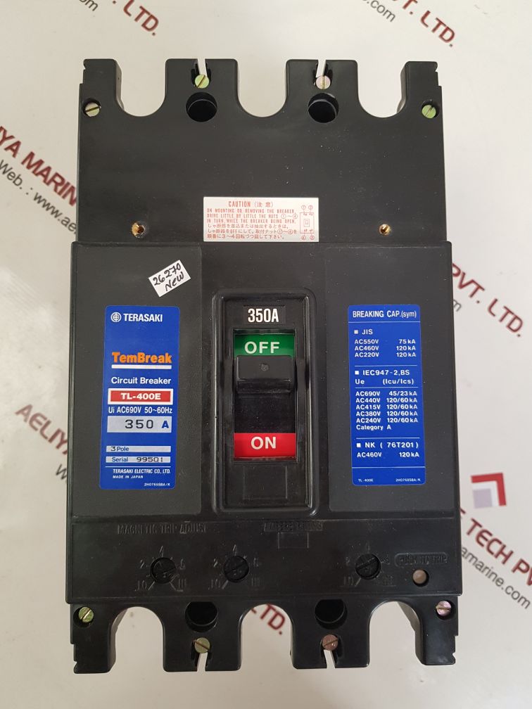 Terasaki tl-400e 3-pole circuit breaker 350a
