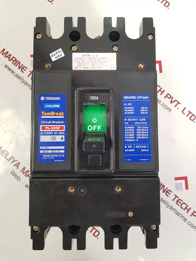 Terasaki tl-225f 3-pole circuit breaker 150a