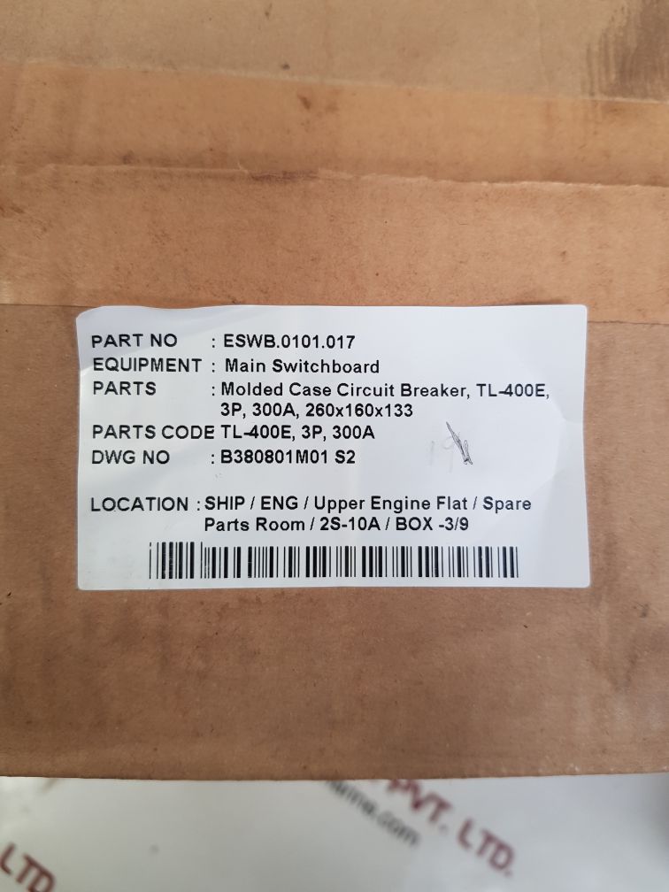 Terasaki tl-400e 3-pole circuit breaker 300a