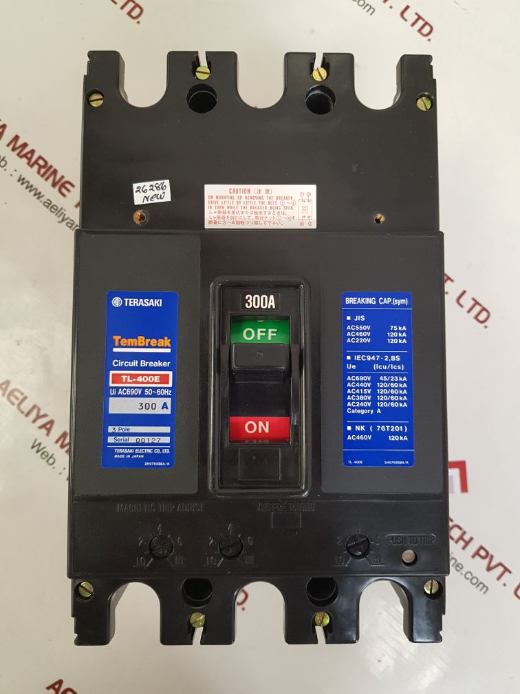 Terasaki tl-400e 3-pole circuit breaker 300a