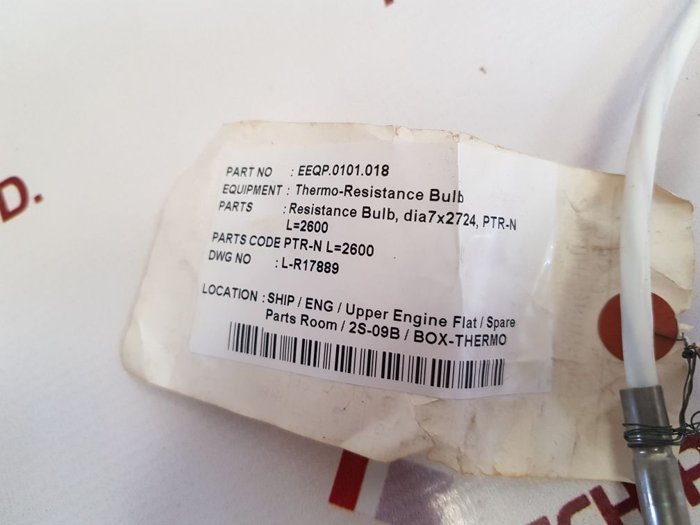 Eeqp.0101.018 thermo-resistance bulb ptr-n l=2600