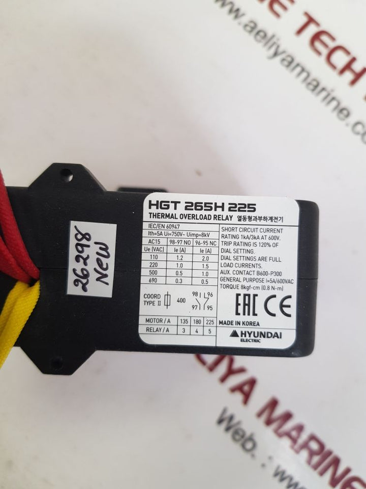 Hyundai hgt 18h /hgt 265h 225 thermal overload relay